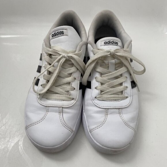 ADIDAS VL Court 2.0 Cloud White Leather Sneaker Tennis Shoes Sz 6 - Picture 3 of 13